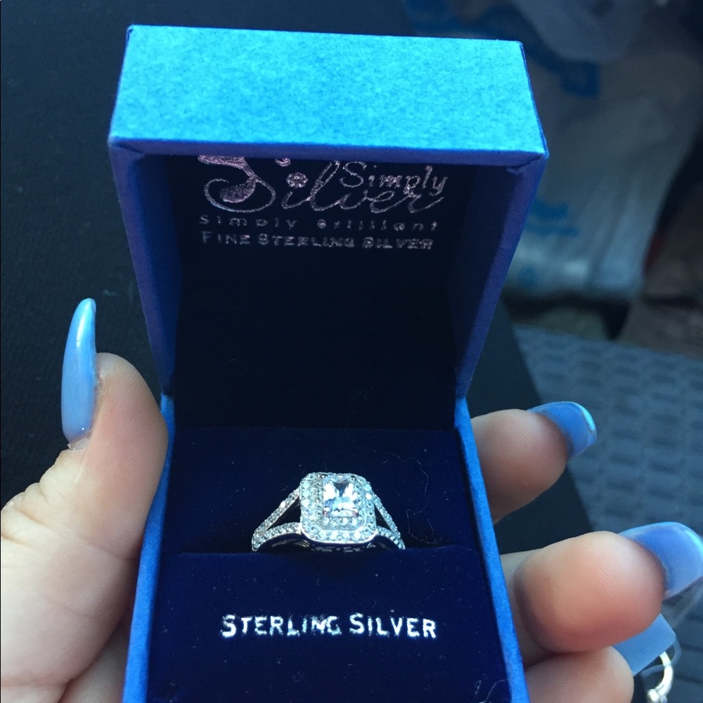 Sterling silver diamond ring